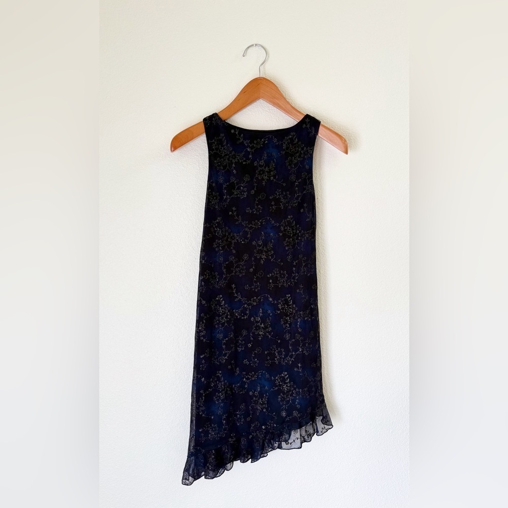Vintage 90's City Triangles Navy Blue & Black Shimmer Asymmetrical Dress Size S